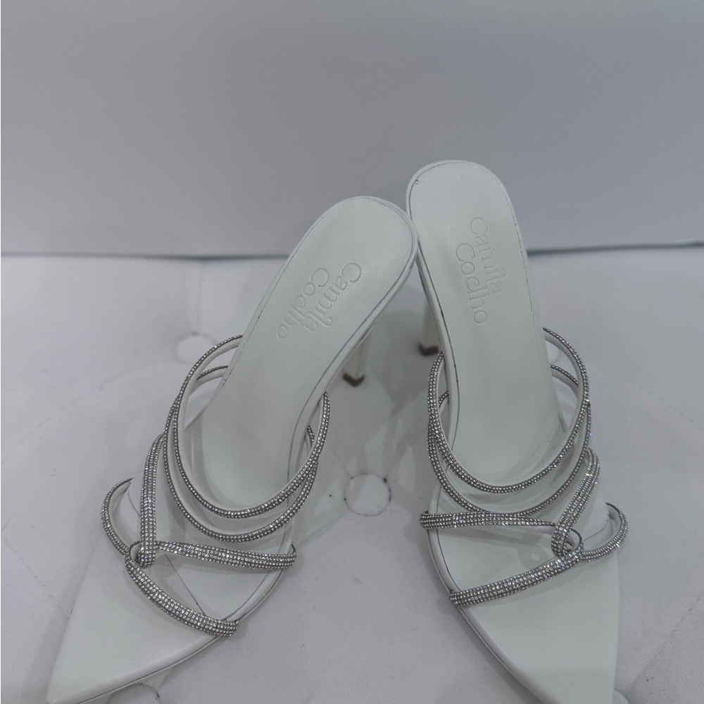 Camila Coelho Silver Strappy Heels